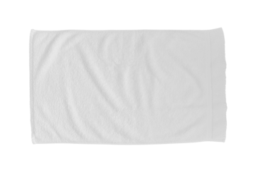 White cotton towel mock up fabric rectangular size wiper png isolated on transparent background flat lay top view for hand towel and face cloths mockup template