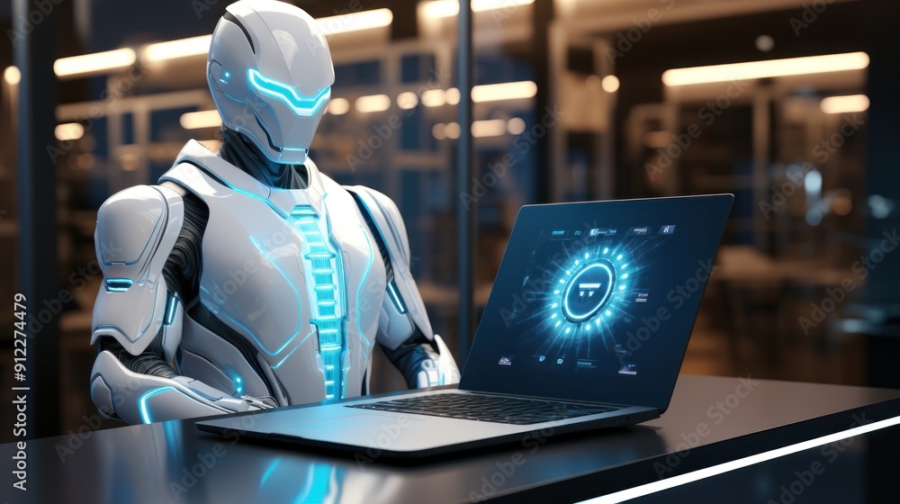 Poster advanced robot using laptop