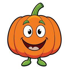 Obraz premium funny smiling pumpkin carton character, strock vector illustration, 