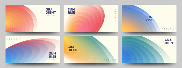 Set of abstract radial gradient background or cover vector design