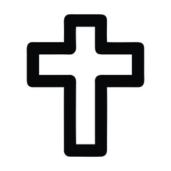 Obraz premium Simple black and white christian cross icon. Vector illustration