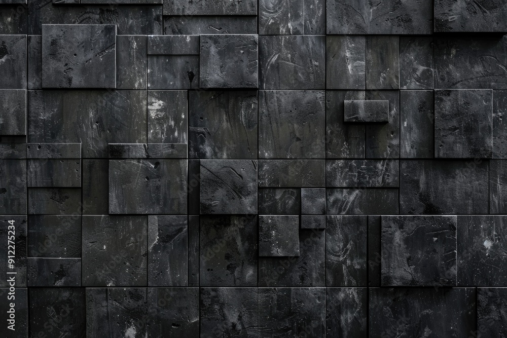 Poster Close-up view of a brick or block wall structure