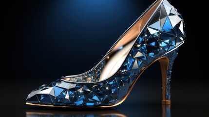 High heel shoe on black background