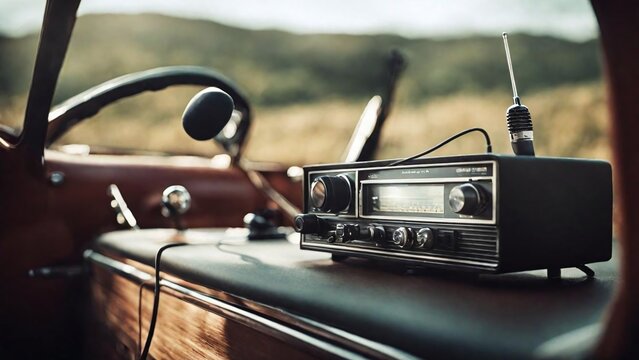 Radio CB: A classic cb radio setup in a vehicle 