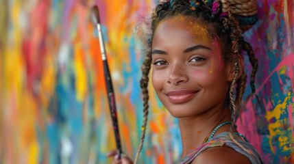 Create an ad campaign showcasing a diverse cast of artists creating street art on an expansive canvas, celebrating urban creativity and expression.