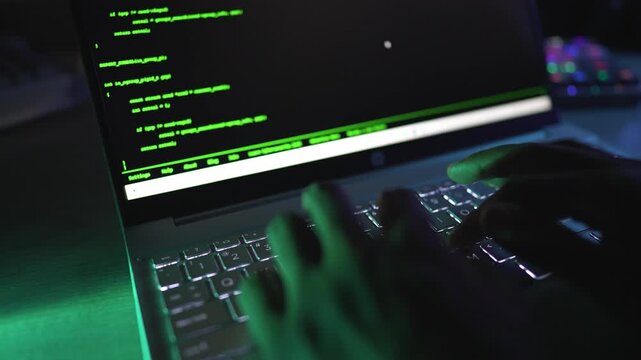 Fast speed coding typing on laptop screen