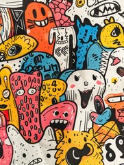 Doodle Art Illustration for Merchandise Clothing, Fashion Textile, Sport Apparel and Clothes Design Printing, Street Art Graffiti Pattern, Colorful Streetwear Design Bundle.