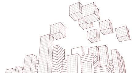 city ​​abstract modular architecture 3d rendering	