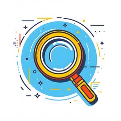 Obraz premium Magnifying Glass Illustration with Modern Geometric Design