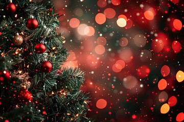 Christmas greeting card with bright winter holiday composition and New Year background