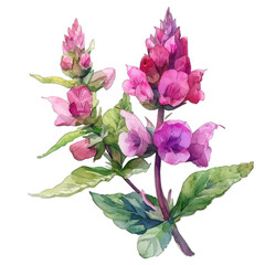 Chelone Turtlehead three flower Clean White Background PNG Image