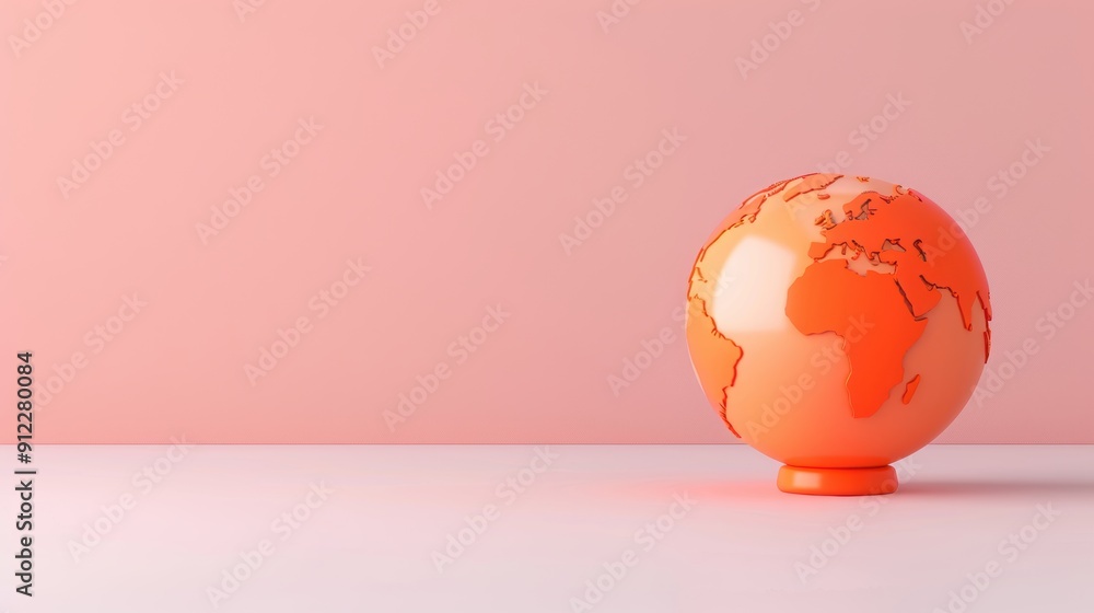 Aufkleber a stylized orange globe floating in a minimalistic environment, evoking ideas of global unity and co