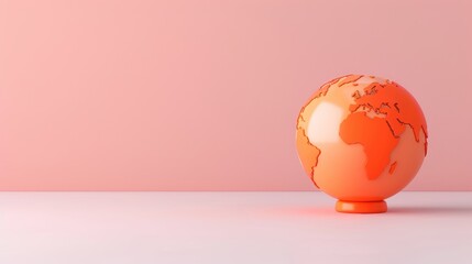 A stylized orange globe floating in a minimalistic environment, evoking ideas of global unity and connection. The image offers plenty of copy space for adding text or graphics.