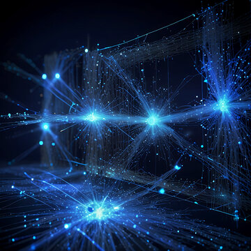 ech backdrop featuring glowing fiber optic links, quantum computing network, and electronic global intelligence