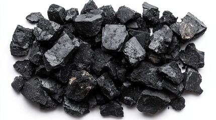 Fototapeta premium A Close-up of Irregularly Shaped Black Coal Fragments