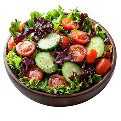 fresh vegetable salad with feta cheese isolated on transparent or white background, png