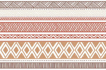 Ethnic vector seamless pattern. Tribal geometric background, traditional craft motif, maya, aztec, mexican ornament. Warm, cozy autumn print