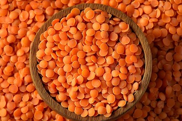 Dry red lentils. Generative AI
