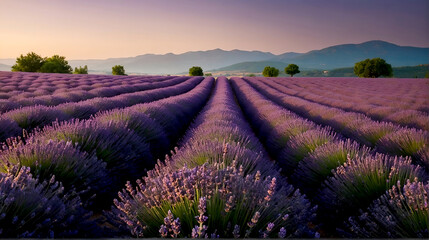 lavender field in the morning