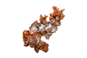 Copper mineral stone on white background close up