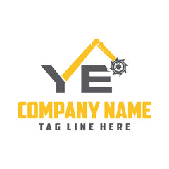 Letter YE arm with a rolling drum destruction, logo template vector