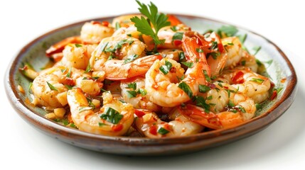 Plate of Delicious Garlic Shrimp