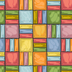 Glass block bricks seamless pattern for walls and interior, wave surface design. Contemporary hand drawn modern vector illustration