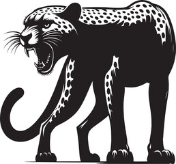 Cheetah Silhouette isolated on white background Minimalist cheetah vector shape icon