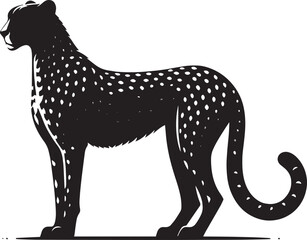 Cheetah Silhouette isolated on white background Minimalist cheetah vector shape icon