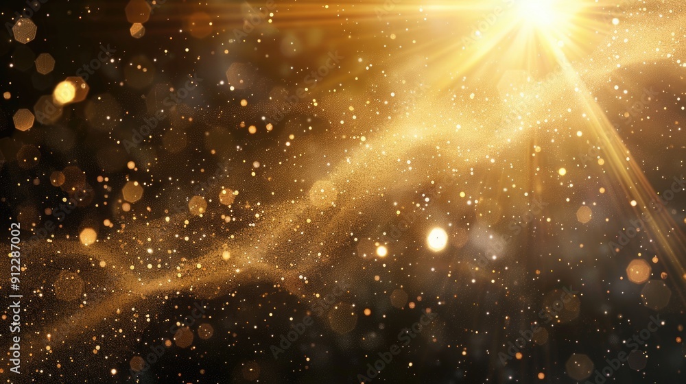 Poster a sun shines brightly on a black background, perfect for highlighting important text or creating a d