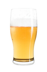 Glass of light beer isolated on white