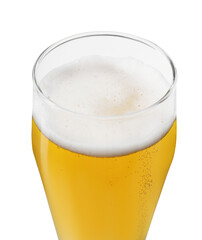 Glass of light beer isolated on white