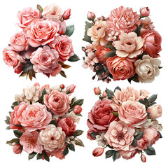 Bouquet of pink flowers clipart.