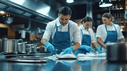 Chef preparing food in a professional kitchen