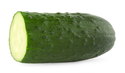Piece of fresh cucumber isolated on white