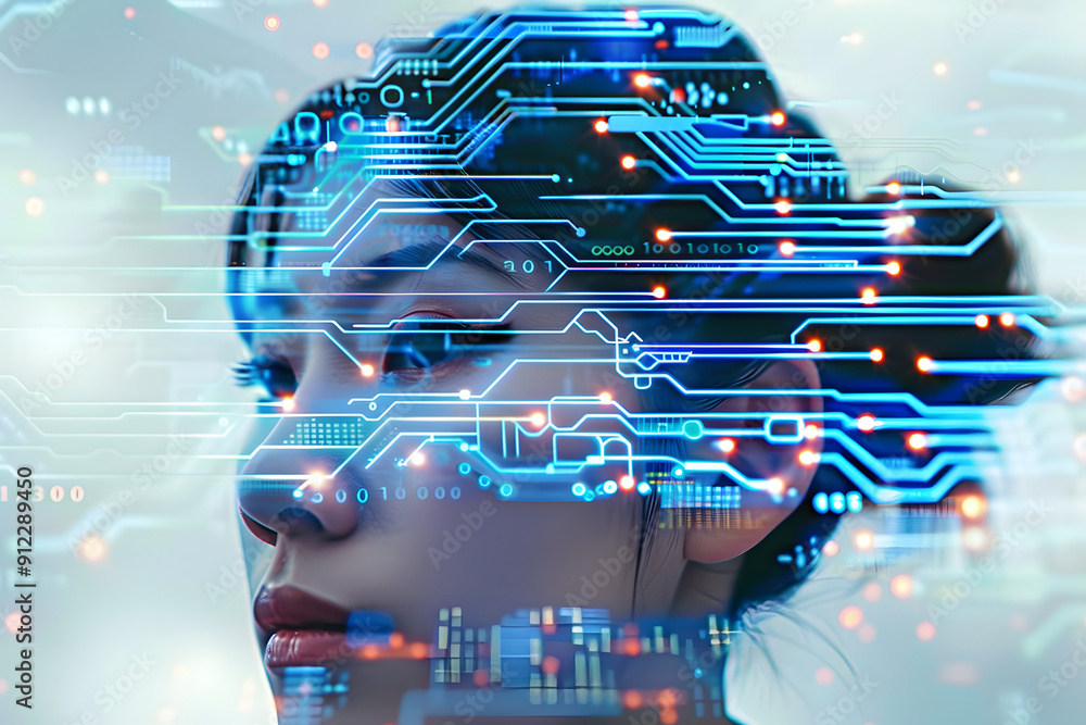 Poster cloud computing icon with circuit background, generative ai