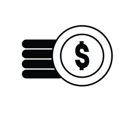 stack of coin icon black and white