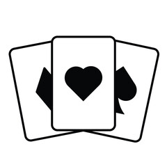 three playing card icon black and white