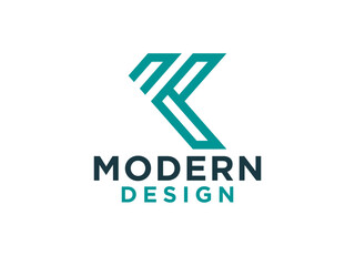 Abstract Letter K Logo Rounded Line. Flat Vector Logo Design