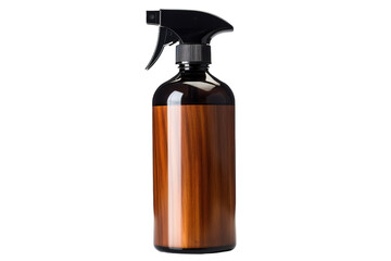 A Wooden-Wrapped Spray Bottle in a White Studio Setting on a White or Clear Surface PNG Transparent Background.