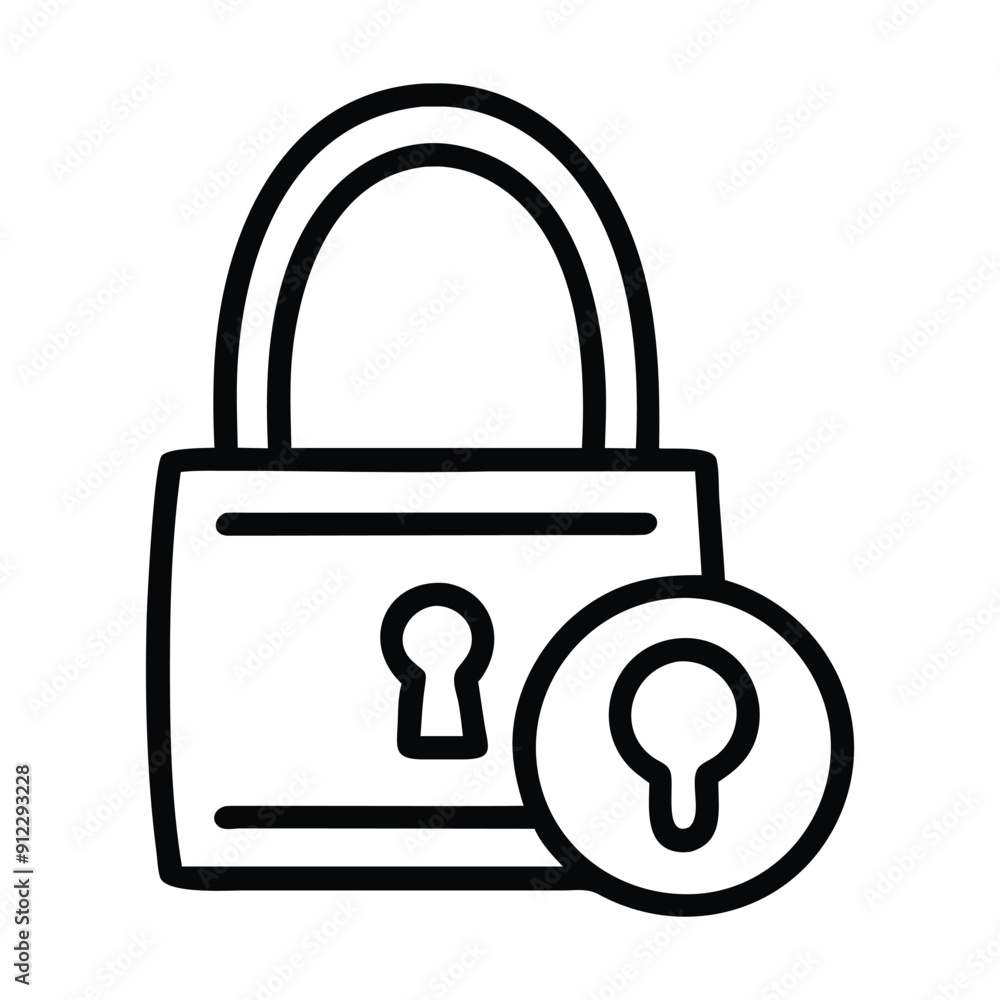 Canvas Prints simple black and white line drawing of a padlock with keyhole. vector illustration