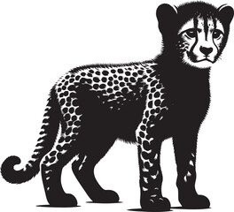 Cheetah Silhouette isolated on white background Minimalist cheetah vector shape icon