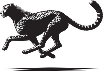 Cheetah Silhouette isolated on white background Minimalist cheetah vector shape icon