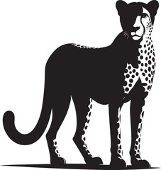 Cheetah Silhouette isolated on white background Minimalist cheetah vector shape icon