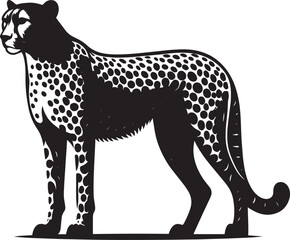 Cheetah Silhouette isolated on white background Minimalist cheetah vector shape icon