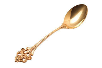 A Gilded Spoon, Ornate And Elegant, Ready For The Table on a White or Clear Surface PNG Transparent Background.