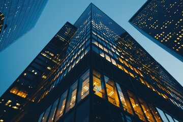 Tall building with numerous windows, suitable for use in urban landscape or architecture imagery