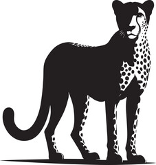 Cheetah Silhouette isolated on white background Minimalist cheetah vector shape icon