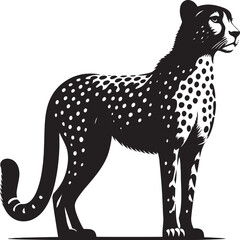 Cheetah Silhouette isolated on white background Minimalist cheetah vector shape icon