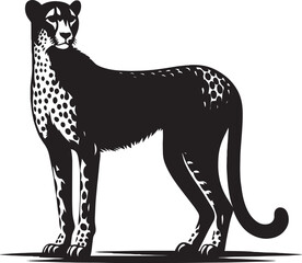 Cheetah Silhouette isolated on white background Minimalist cheetah vector shape icon